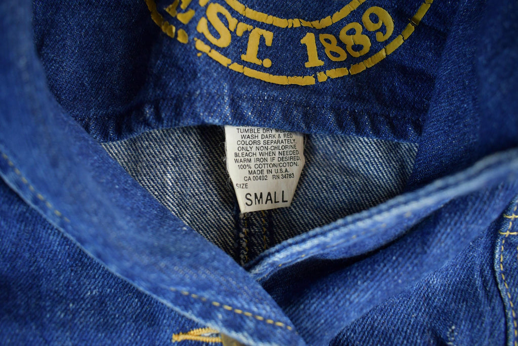 Vintage 1970s Lee Duster Barn Denim Jean Long Coat Men's Small