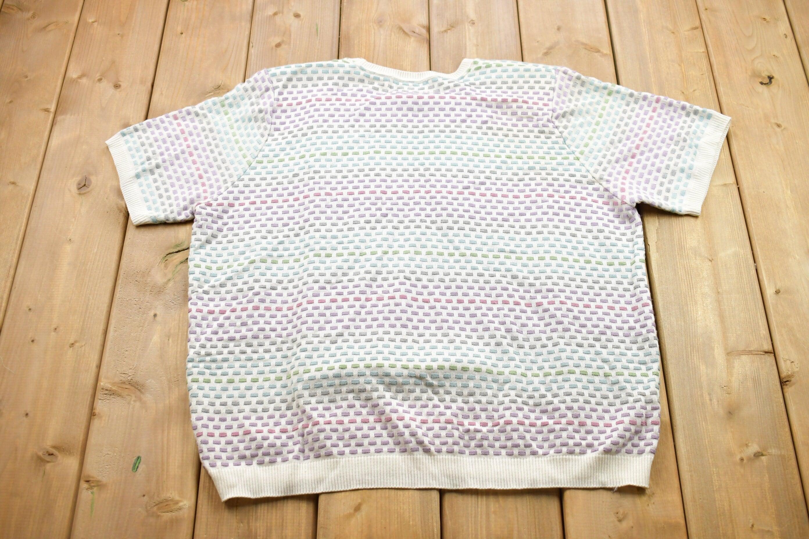 Vintage 1990s Knitted Short Sleeve Crewneck Sweater