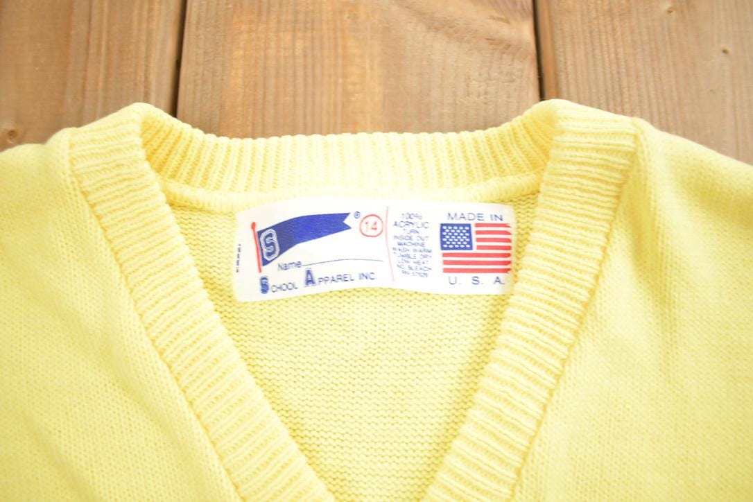 Vintage 1970s School Apparel Knit V-Neck Sweater Made In USA