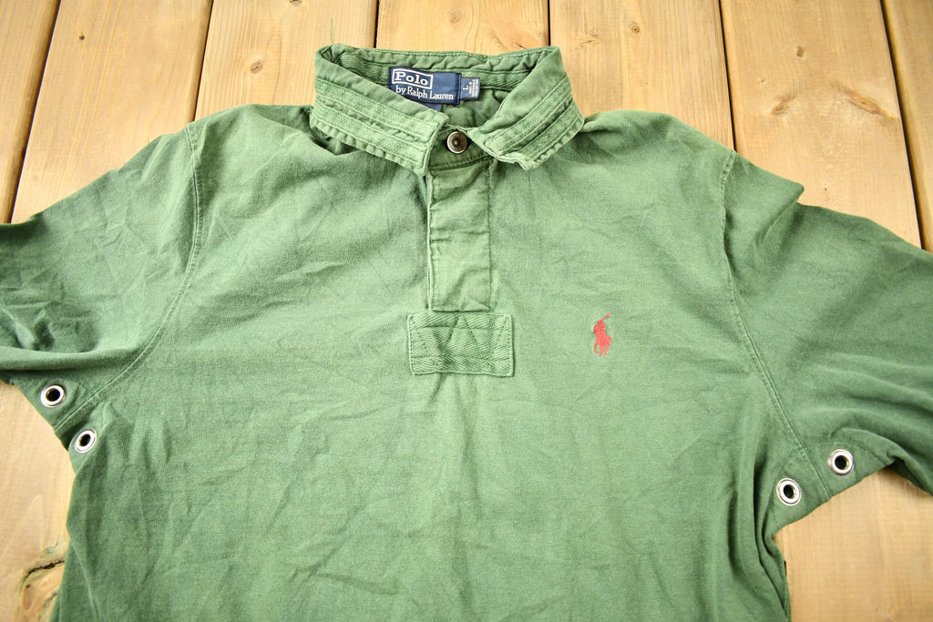 Vintage 1990s Polo Ralph Lauren Quarter Button Green Sweatshirt