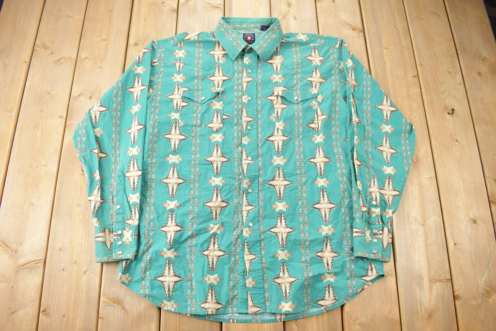 Vintage 1990s Pan Handle Slim South Western Cowboy Style Button Up Shirt