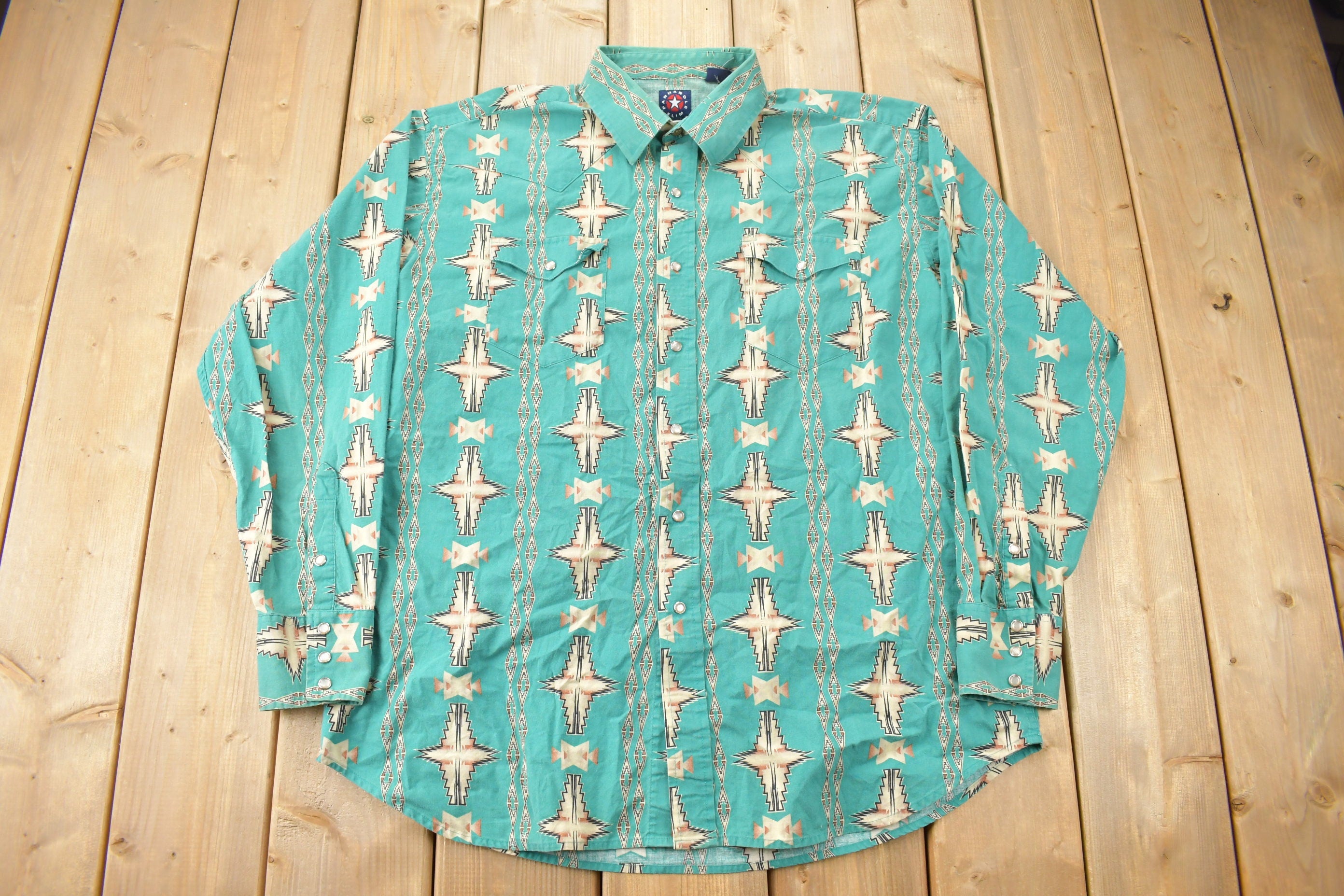 Vintage 1990s Pan Handle Slim South Western Cowboy Style Button Up Shirt
