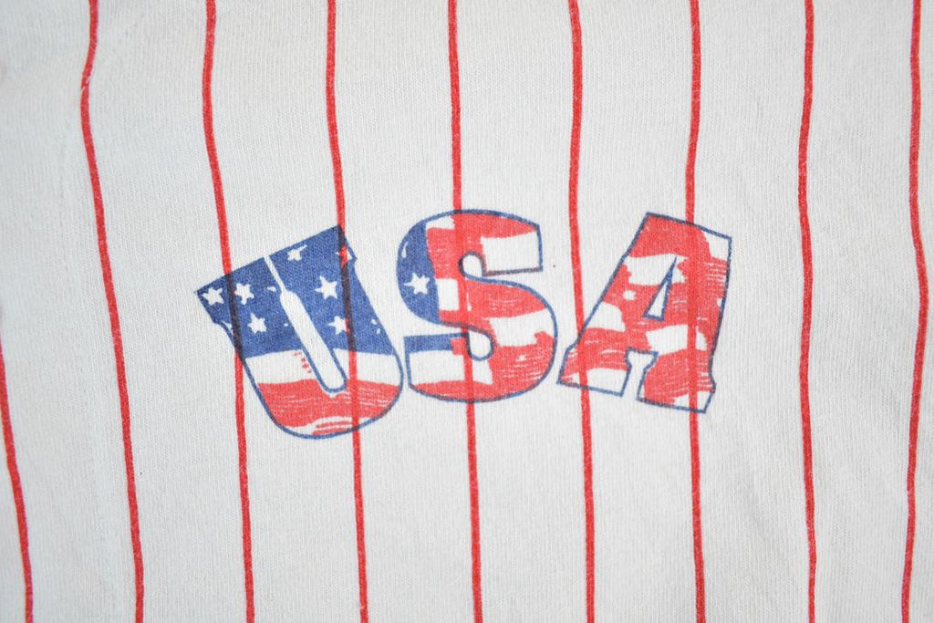 Vintage 1990s USA Striped Button Up Baseball Jersey