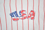 Vintage 1990s USA Striped Button Up Baseball Jersey