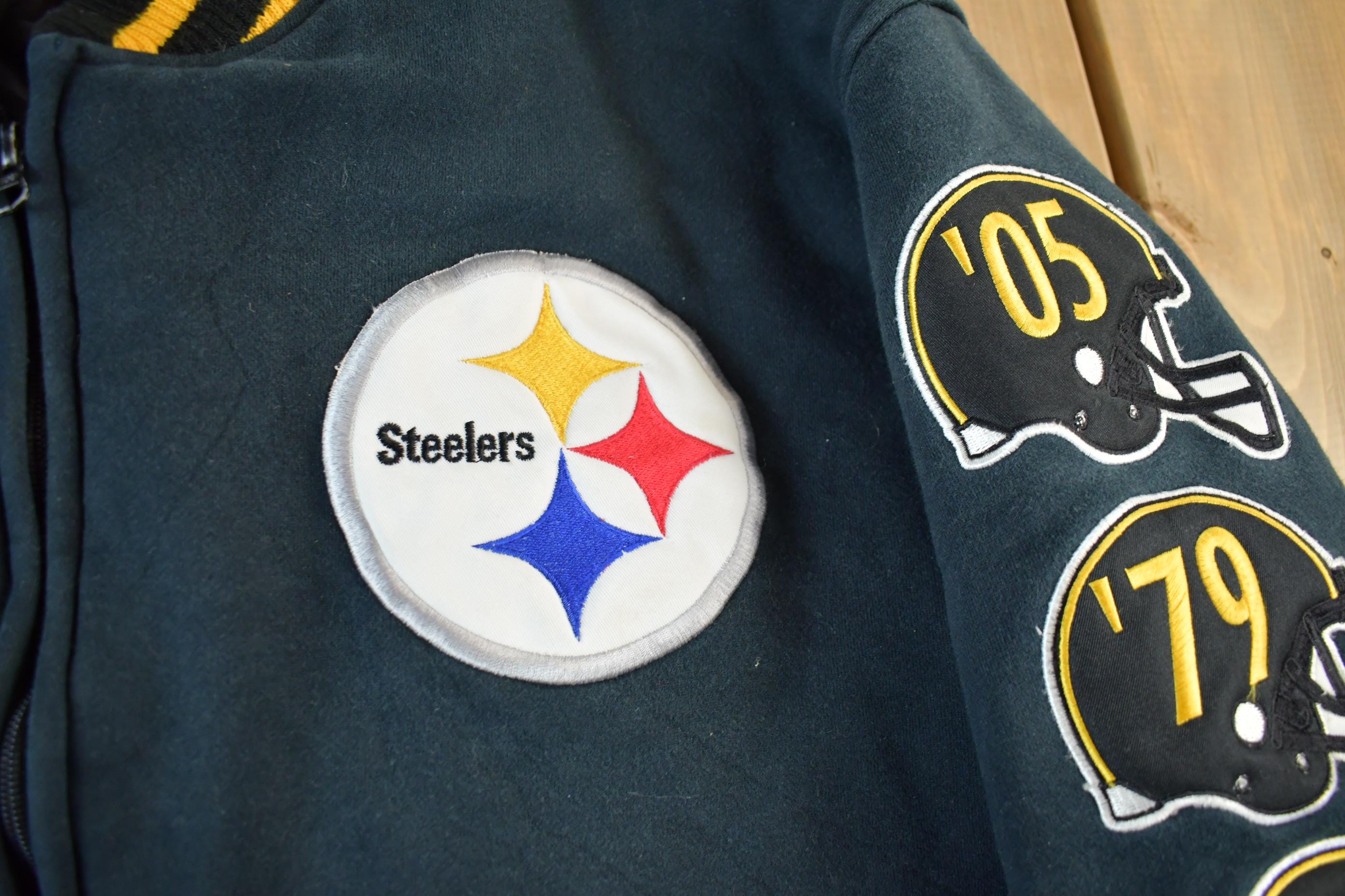 Vintage 2000s NFL Pittsburgh Steelers 6x Super Bowl Champions Embroidered Varsity Jacket Men's 2XL