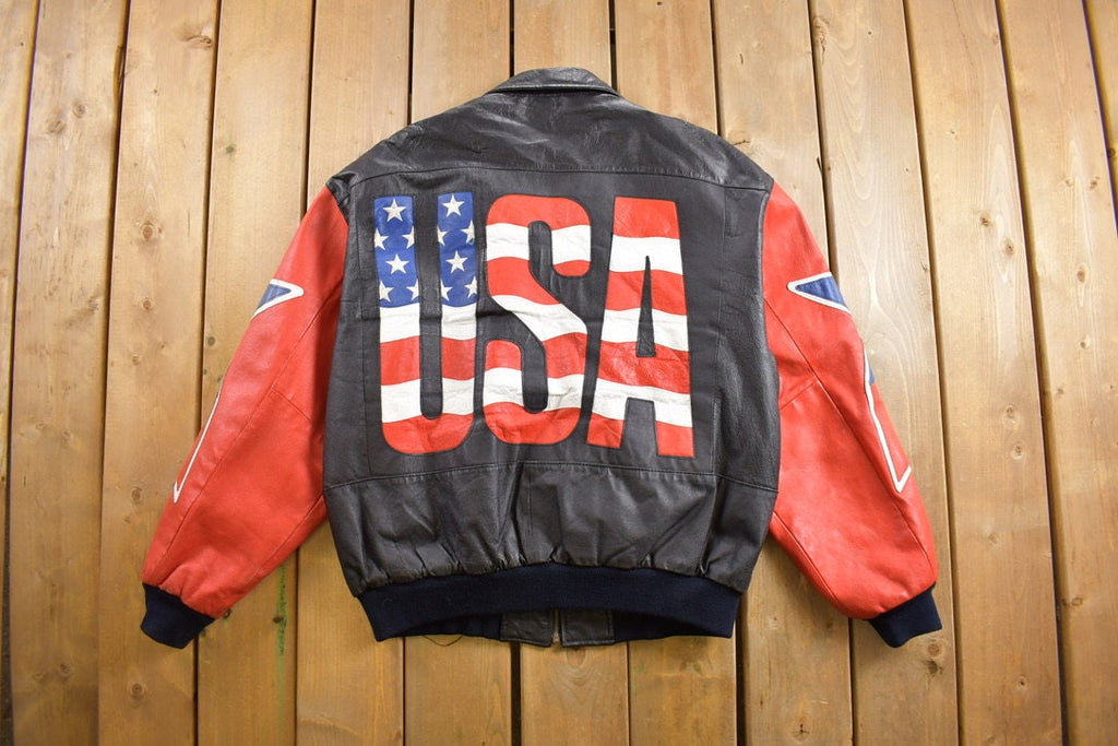 Vintage 1990s Micheal Hoban USA Patchwork Leather Jacket
