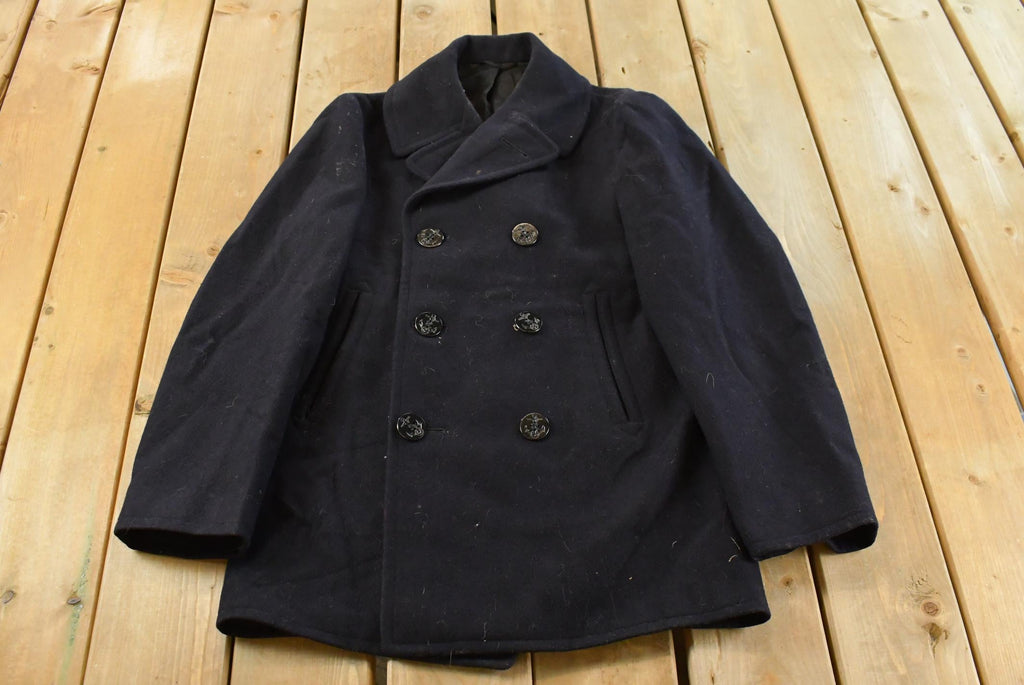 Vintage 1940s WW2-Cold War Era Naval Wool Coat Men's Small /
