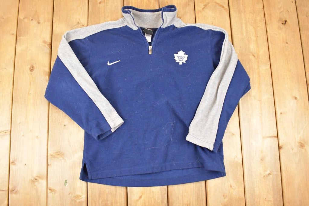 Vintage Y2K Nike Toronto Maple Leafs Quarter Zip NHL Fleece Outdoorsman Sweater Youth M