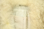 Vintage 1970s Off White Leather With Grey Fox Trim Penny Lane Trench Coat