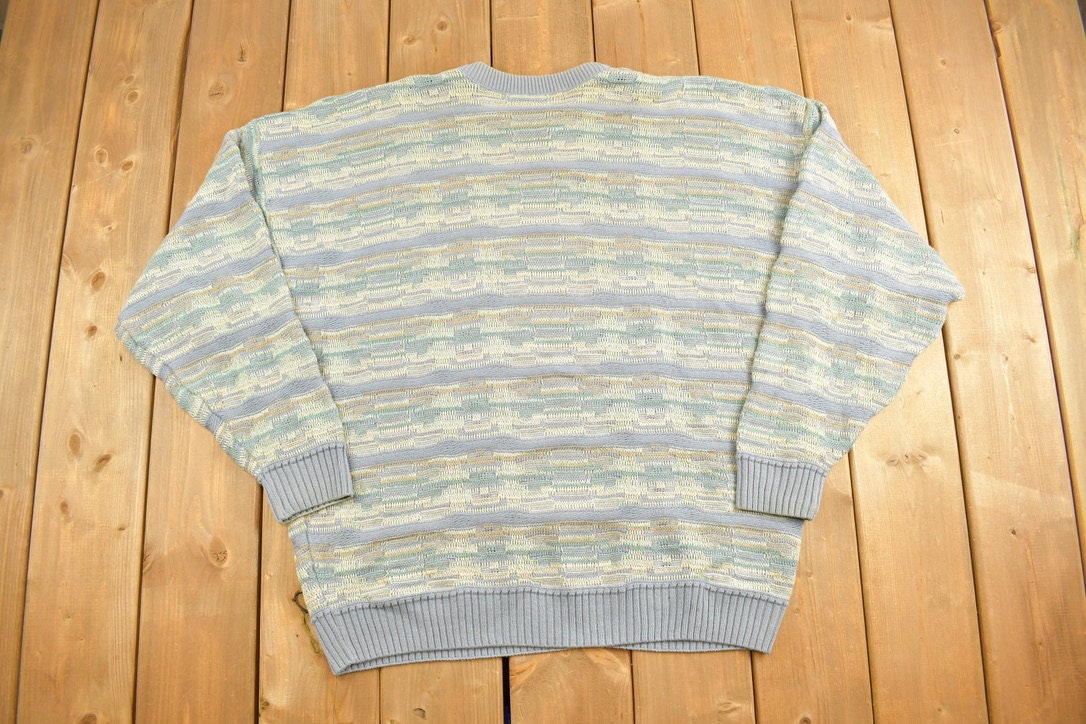 Vintage 1980s London Fog Knit Sweater / Vintage 80s Crewneck / Pattern Sweater / Pullover Sweatshirt / Vintage London Fog / 80s