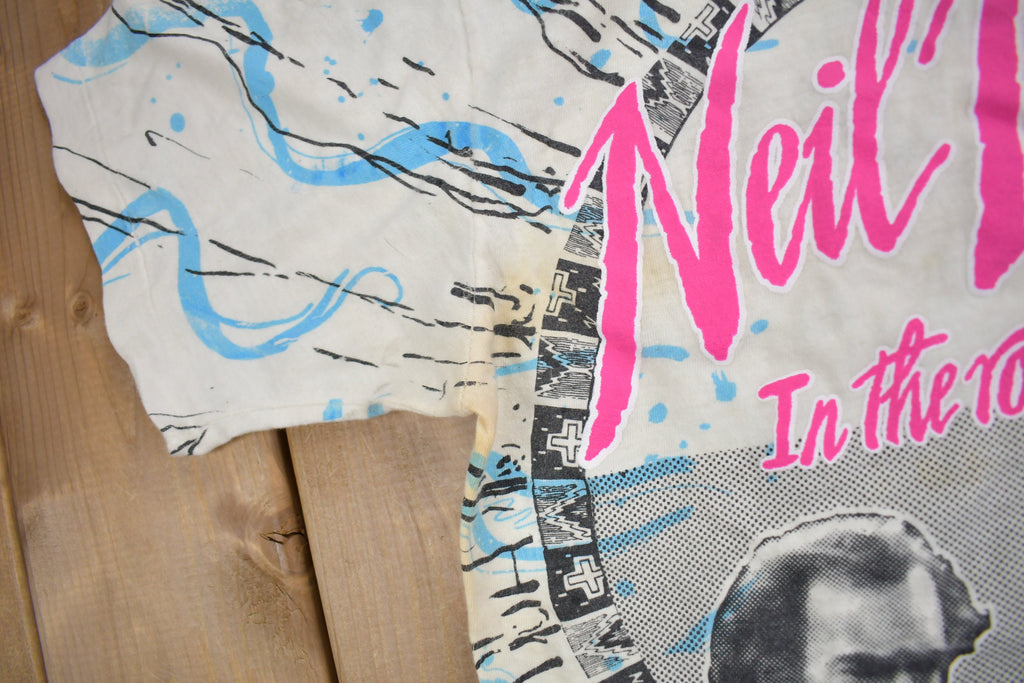 Vintage 1990s Neil Diamond All Over Print T-shirt / Band Tee / Single Stitch / Made in France / 90s T-shirt / Music Promo / Premium Vintage