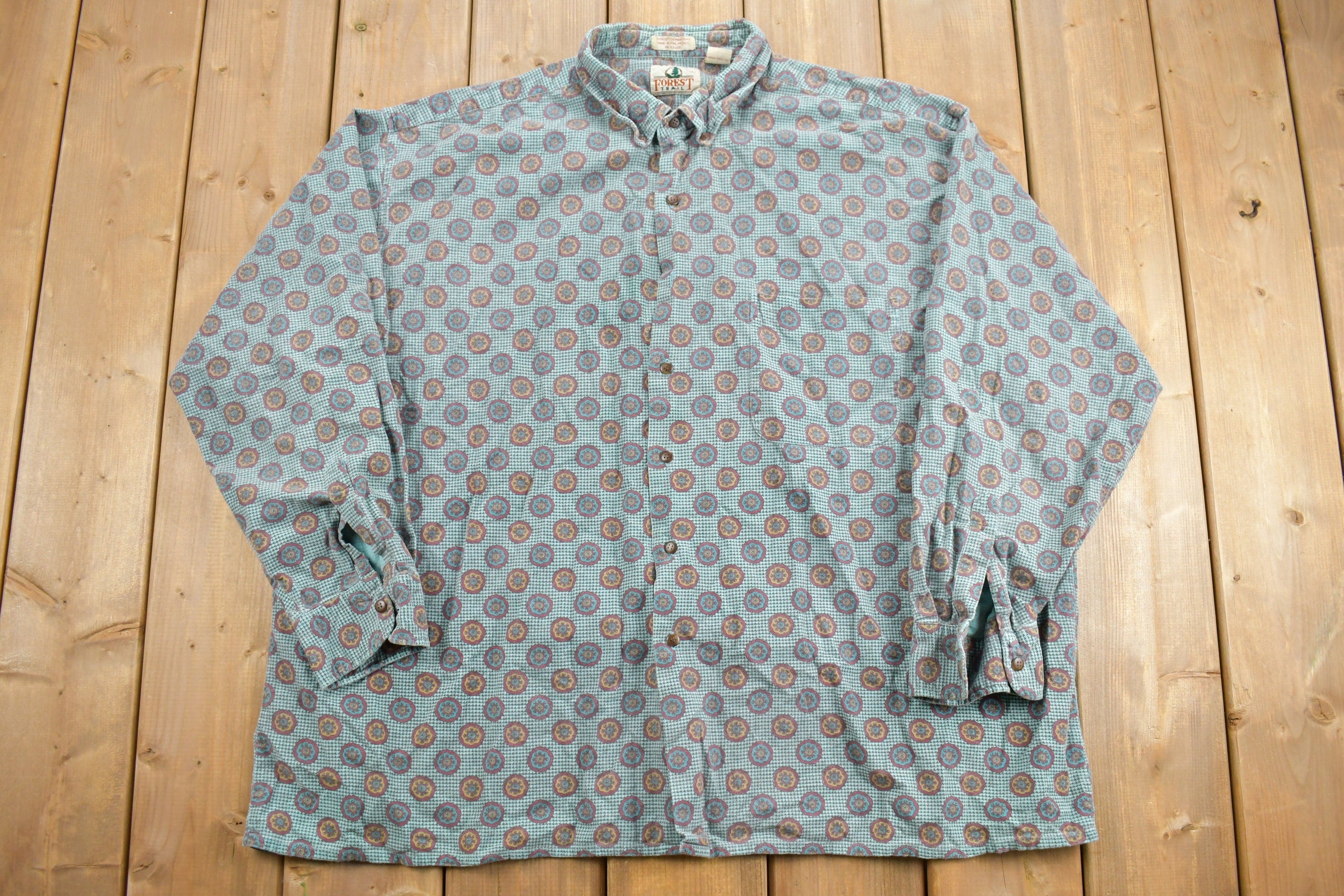Vintage 1990s Forest Trail Paisley Button Up Shirt