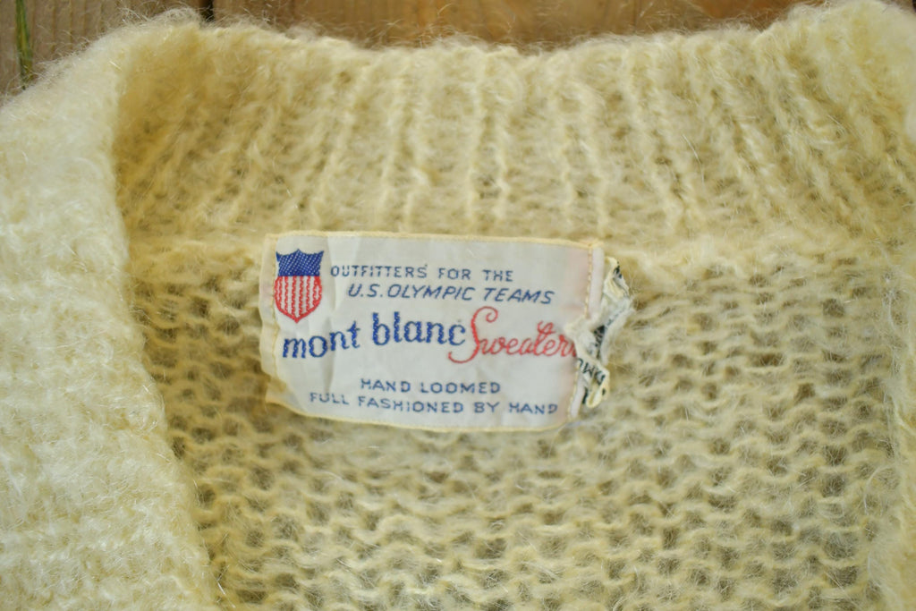 Vintage 1990s Mont Blanc hand Loomed Knit US Olympic Teams Sweater V neck Sweater