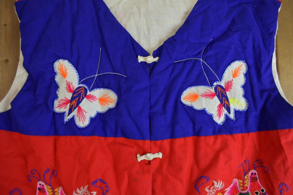 Vintage 1960s Hand Embroidered Dragons & Animals Antique Vest /
