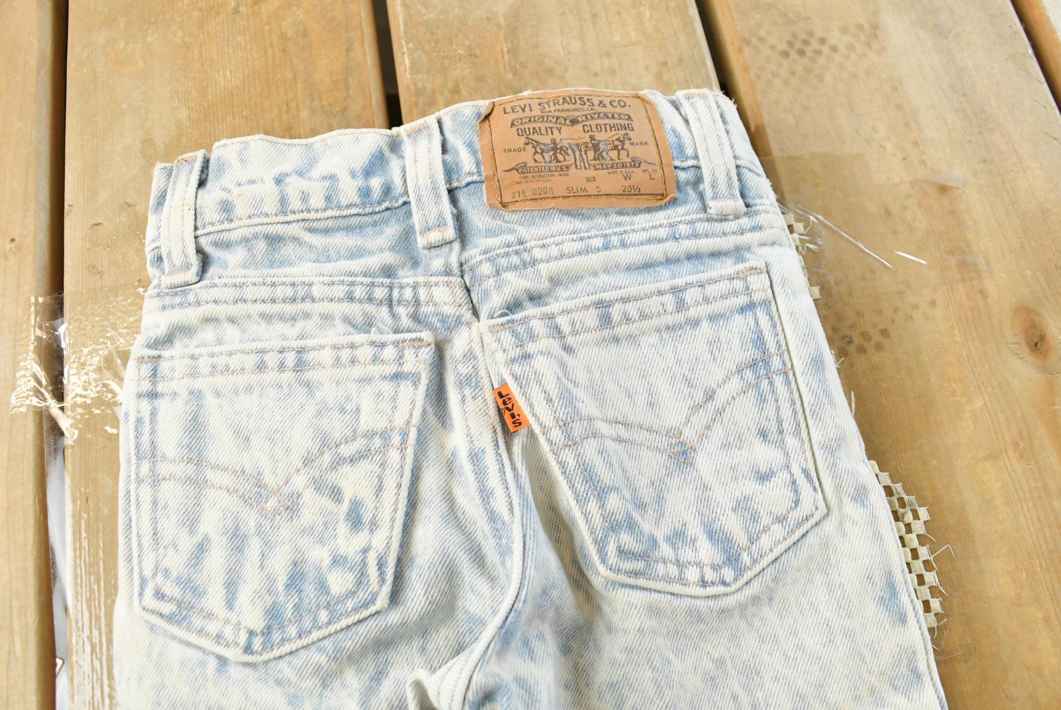 Vintage 1990s Little Levi's Orange Tab Acid Wash Blue Jeans Size 18 x 16 / Vintage Denim / Kids Jeans / Vintage Levi's / Made in USA