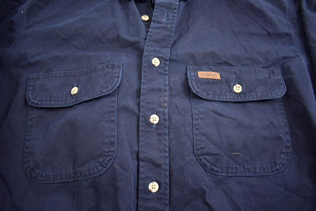 Vintage 1980s Carhartt Heavy Button Embroidered Up Shirt