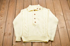 Vintage Cable Knit Quarter Button Up Sweater