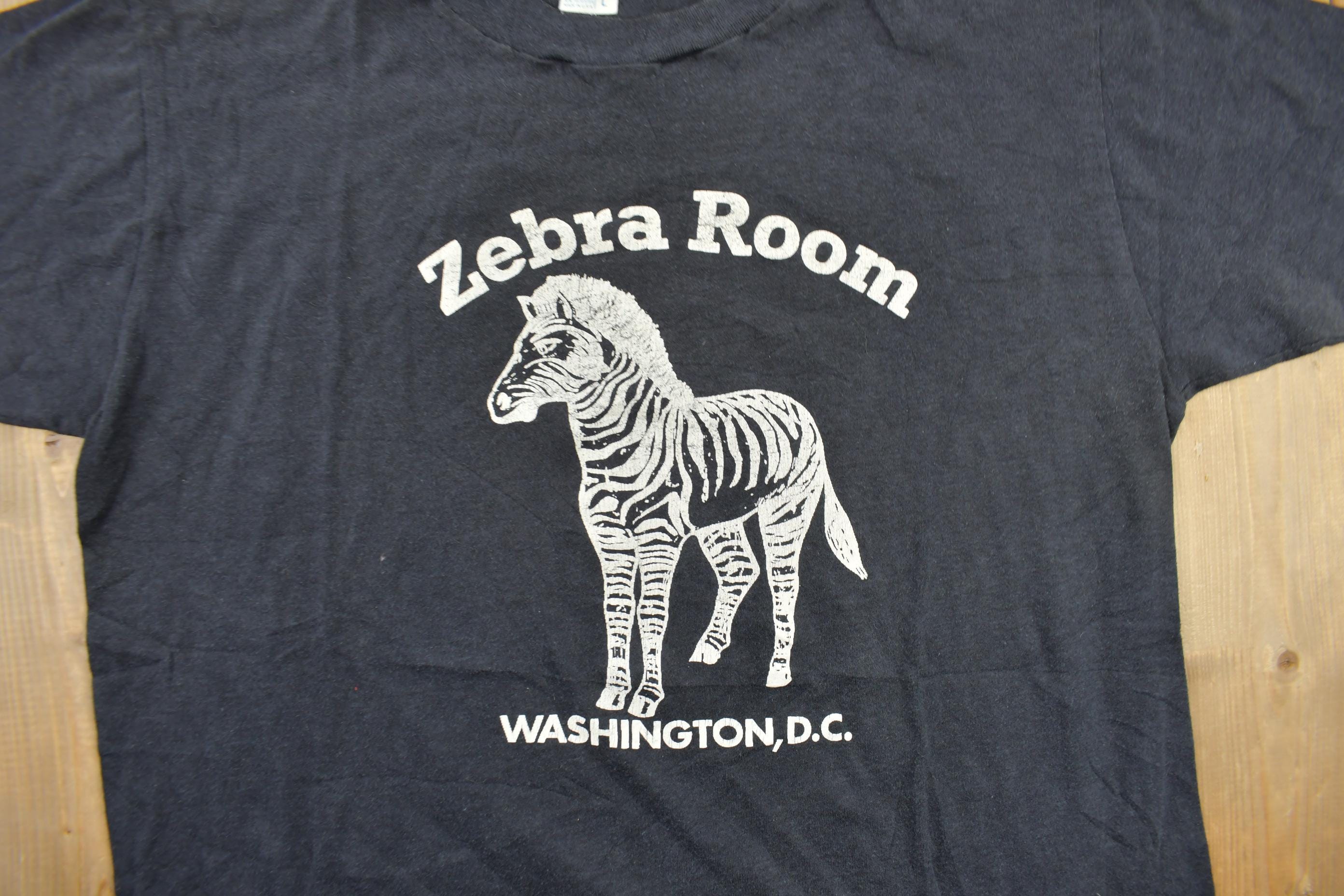 Vintage 1980s Zebra Room Washington DC Single Stitch Graphic T-Shirt Made In USA