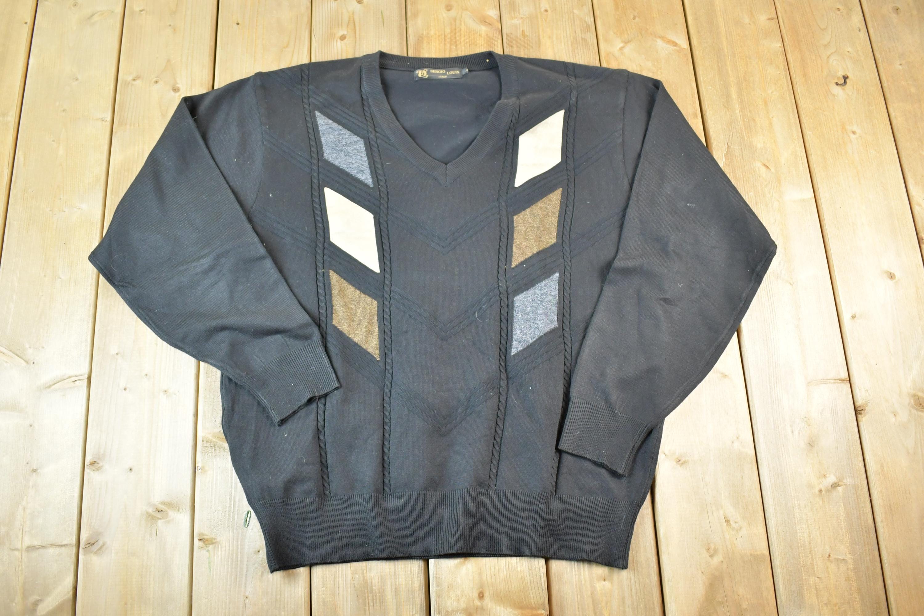 Vintage 1990s Sergio Louis Italy Knit Abstract Pattern Crewneck Sweater Mens XL