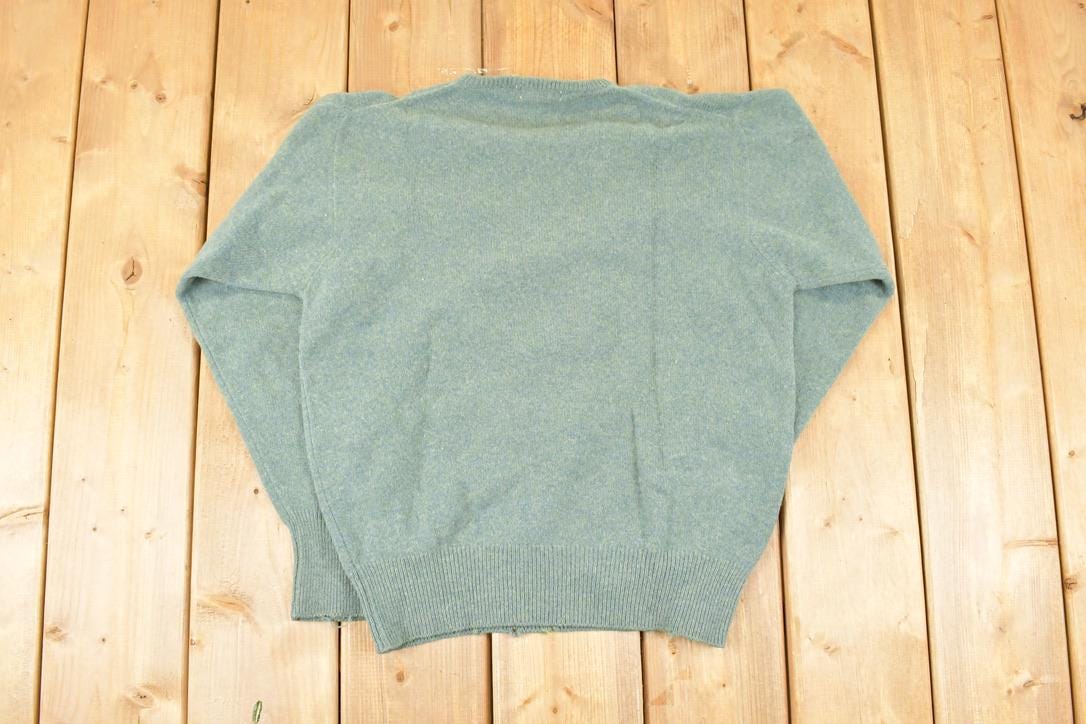 Vintage 1970s Strawbridge Clothiers Wool Knit V Neck Sweater Men's M