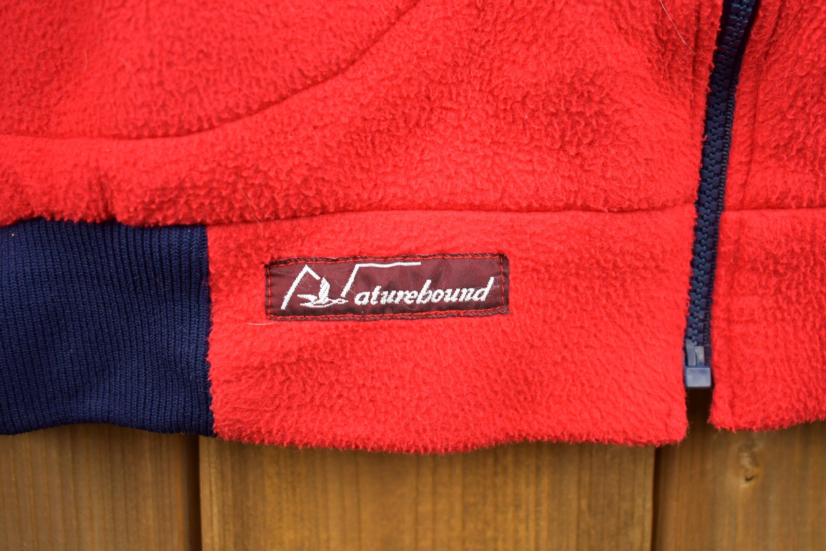 Vintage 1990s Red Nature Bound Fleece Zip Up Sweater