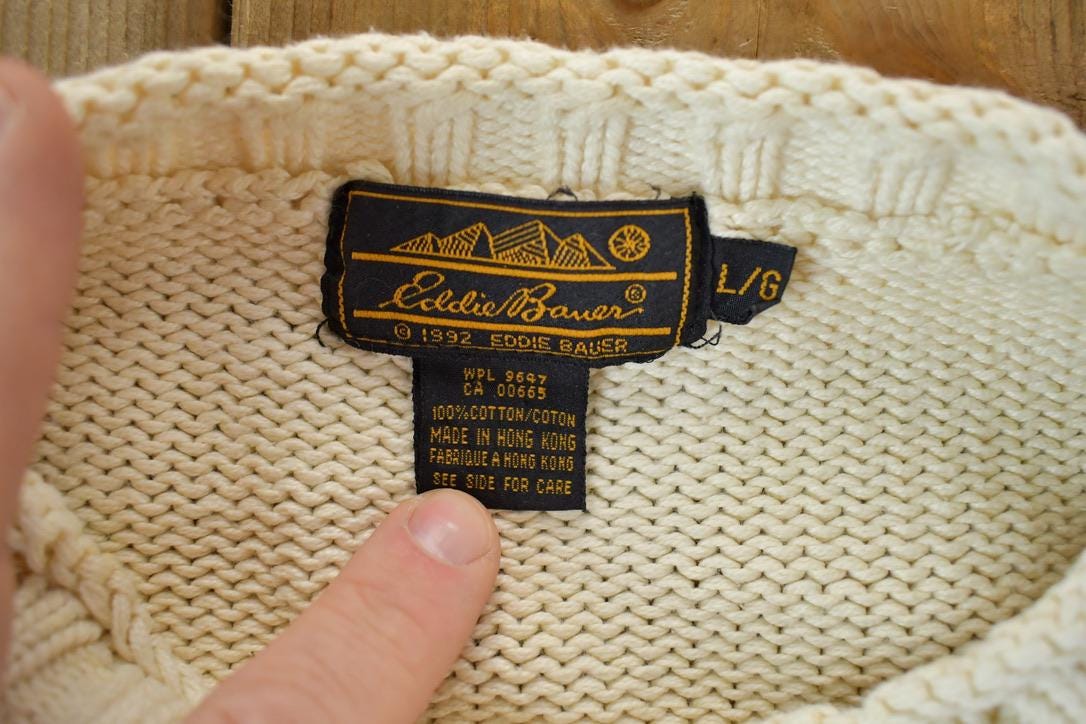 Vintage 1990s Eddie Bauer Floral Design Knit Crewneck Sweater  90s Crewneck  Made In USA  Preppy