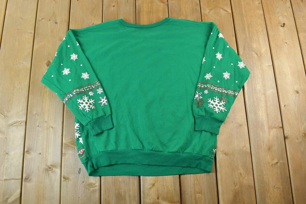 Vintage 1980s Christmas AOP Cute Crewneck Sweater