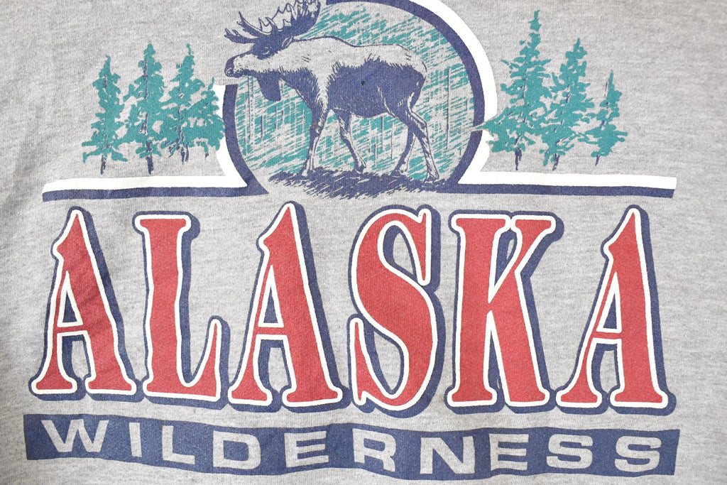Vintage 1990s Alaska Wilderness Graphic Print Collared Heavyweight Sweatshirt Men's L