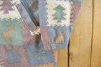 Vintage 1990s G4000 Trees Nature All Over Print Full Zip Fleece Sweater Jacket Women's L