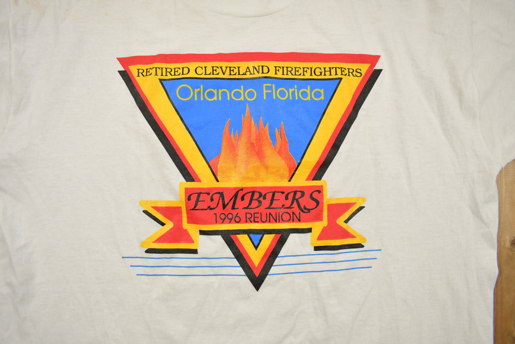 Vintage 1996 Cleveland Firefighters Reunion Graphic T-Shirt