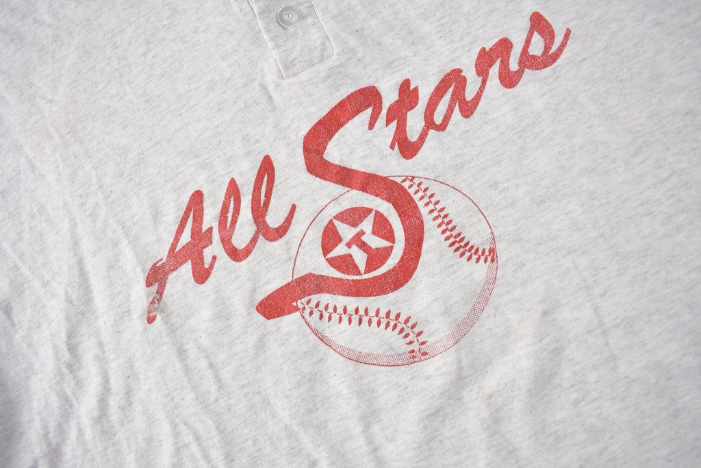 Vintage 1990s All Stars Baseball Graphic Henley T Shirt Size XL