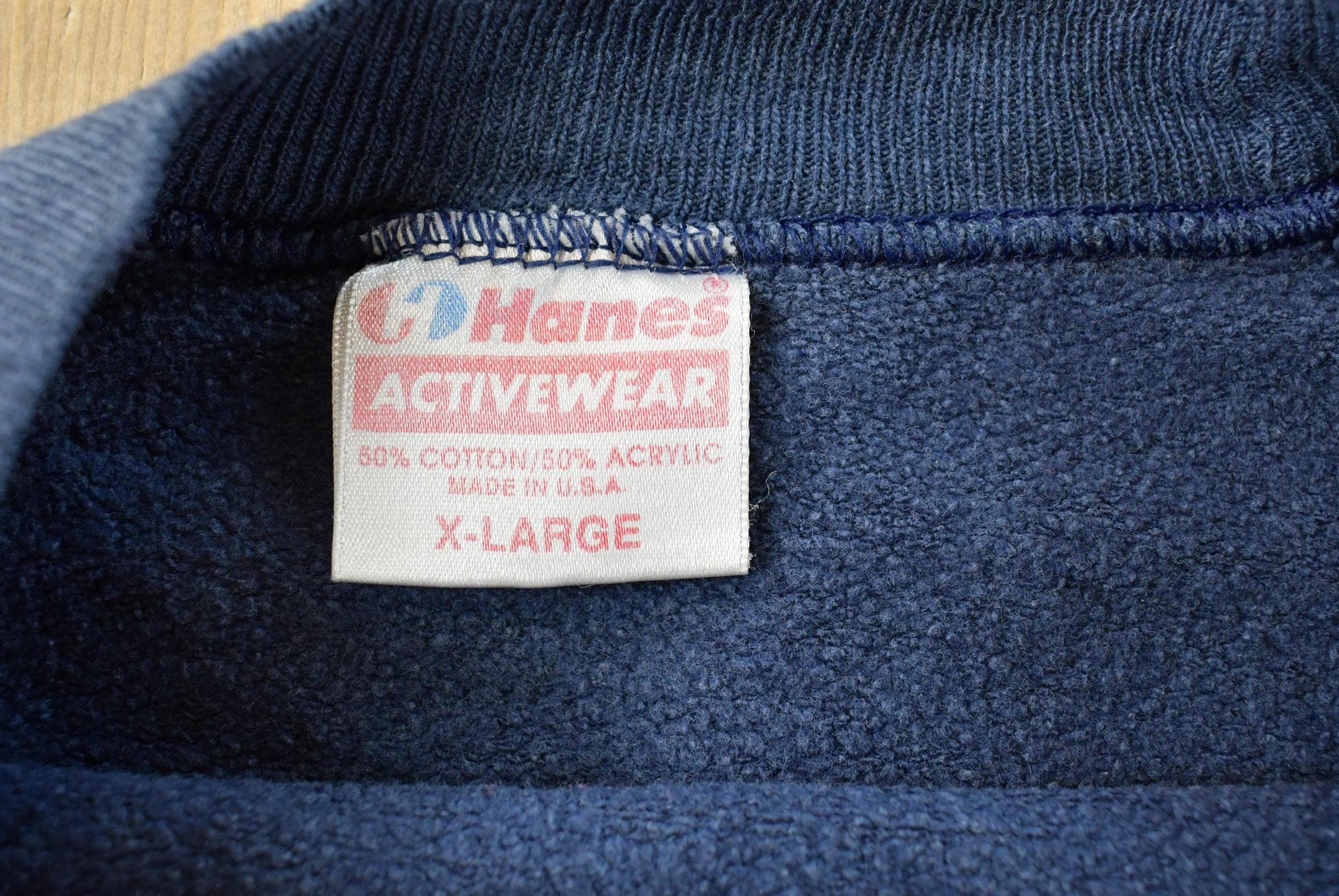 Vintage 1990s Hanes Activewear Blank Blue Raglan Crewneck Sweatshirt Men's