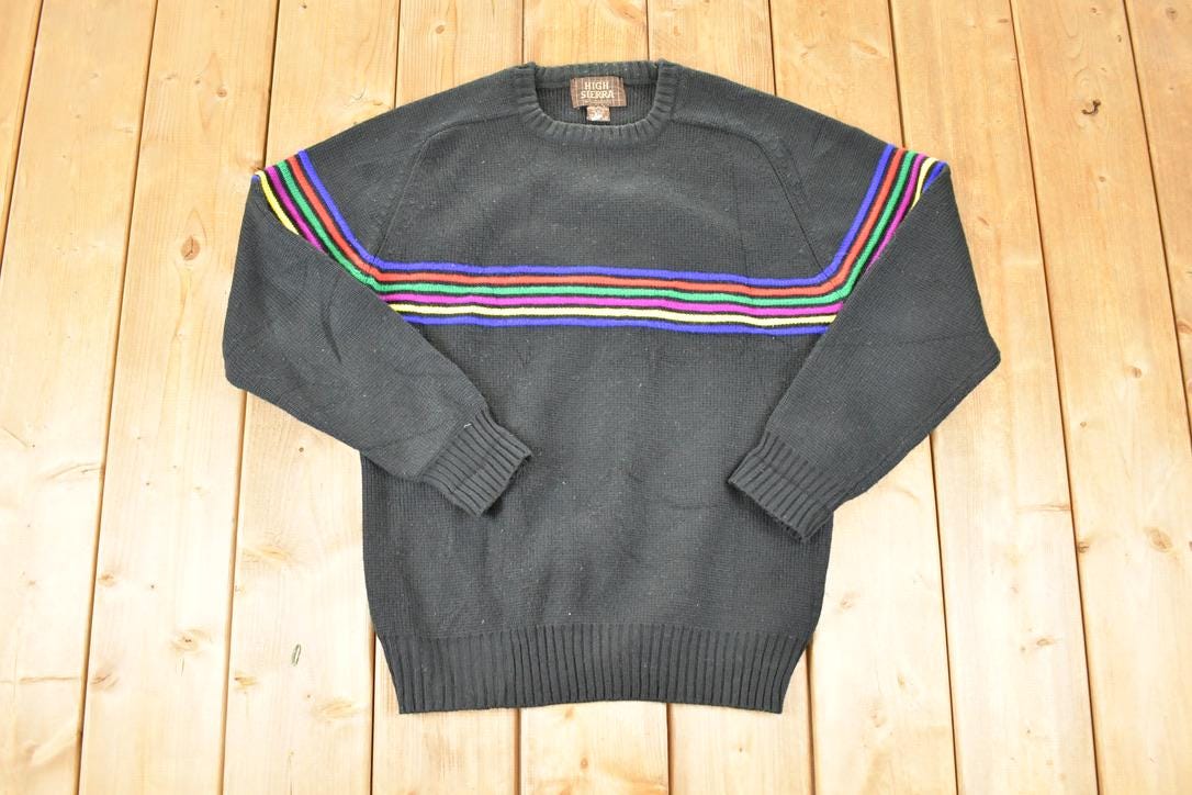 Vintage 1990s High Sierra Striped Knit Crewneck Sweater Men's M