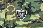Vintage 1990s Camo Raiders NFL Football Hooded Puffer Jacket