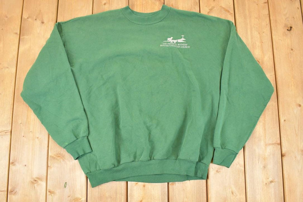 Vintage 1990s The Faithful Witness Christian Church Graphic Print Crewneck Sweatshirt Men's L