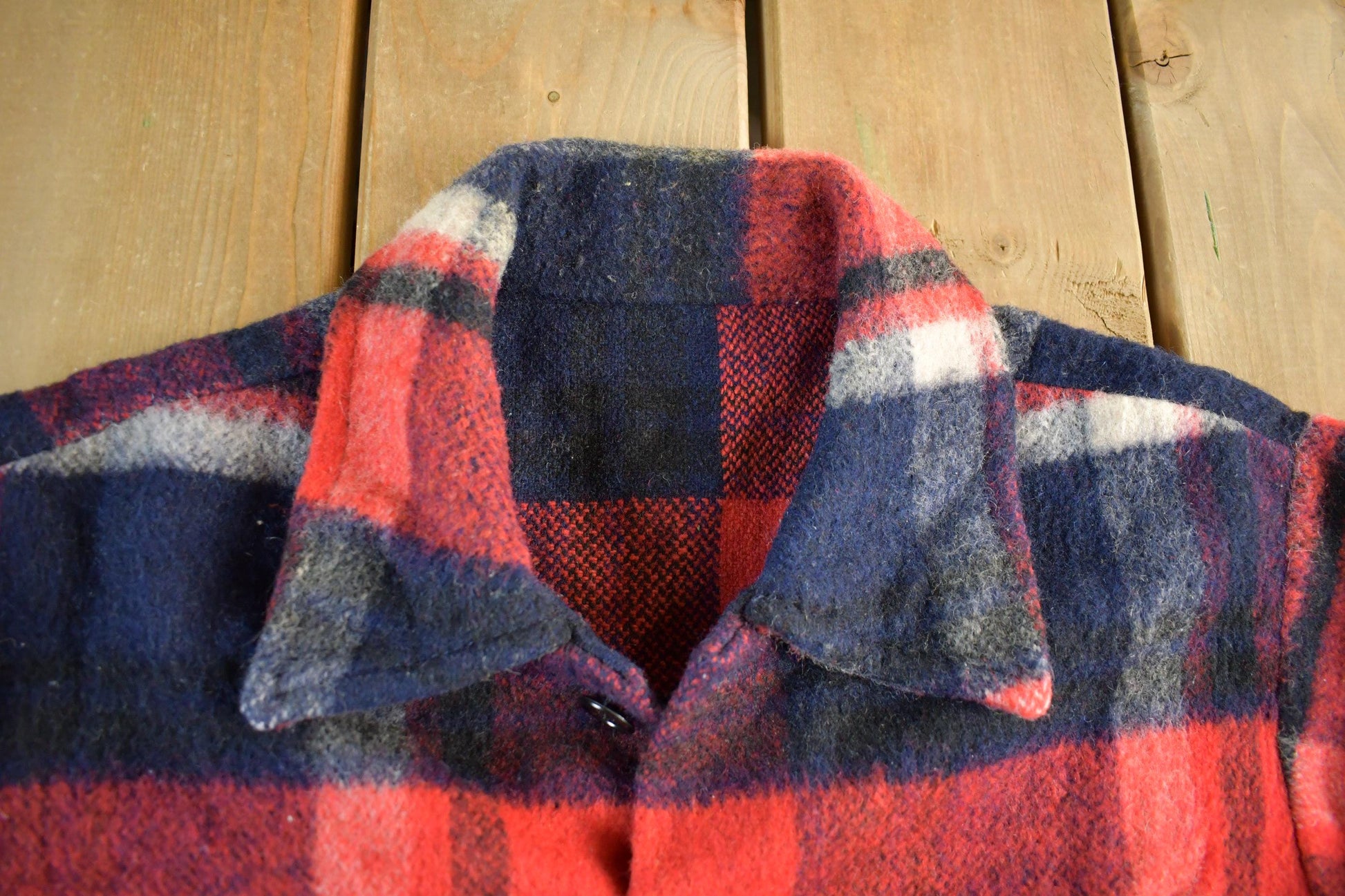 Vintage 1970s Wool Flannel Shirt Jacket Men's M-L