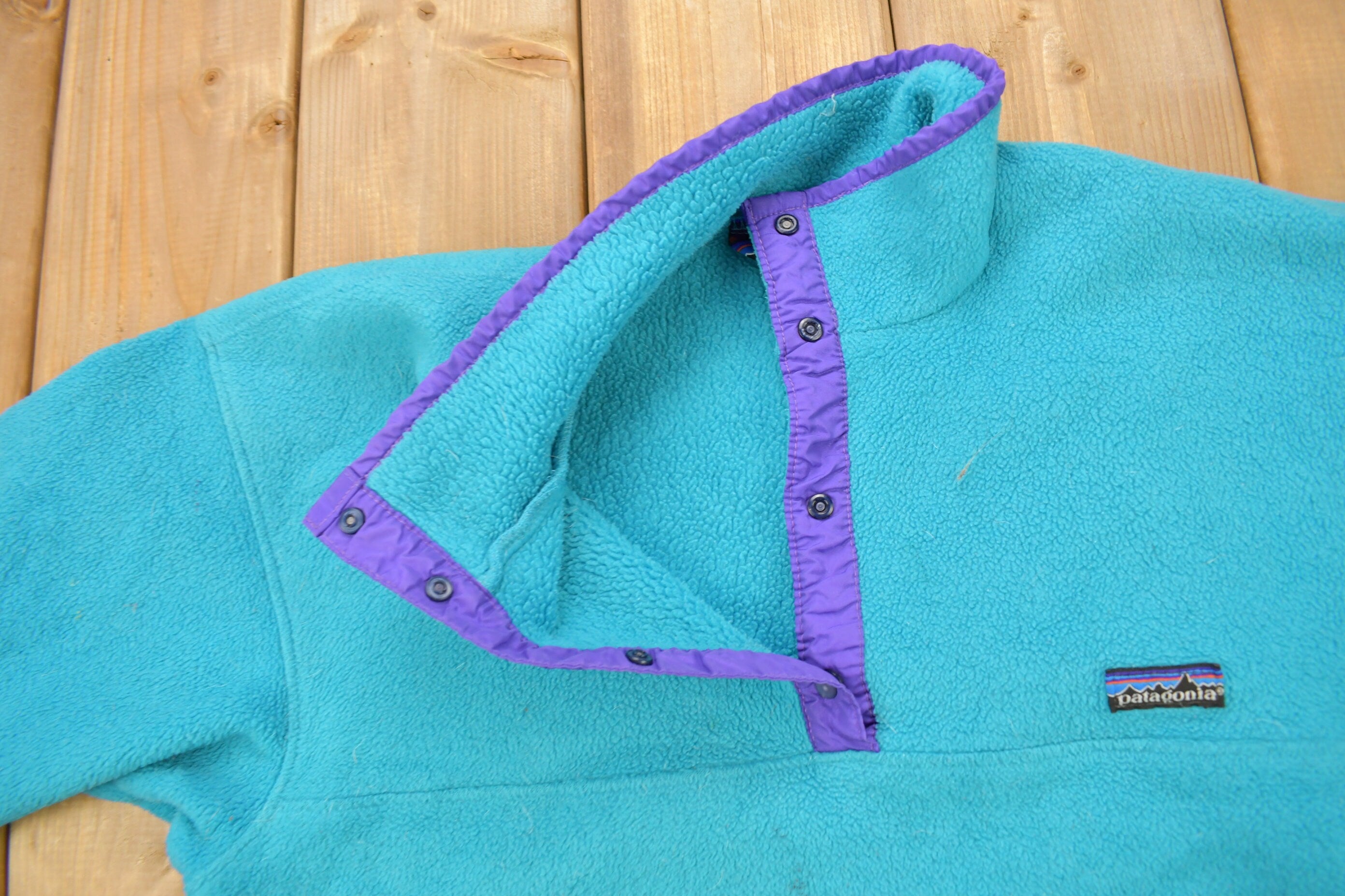 Vintage 1990s Patagonia T-Snap Fleece Kids Sweater Size 13-14