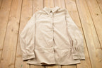 Vintage 1990s Croft & Barrow Stretch Blank Beige Button Up Shirt