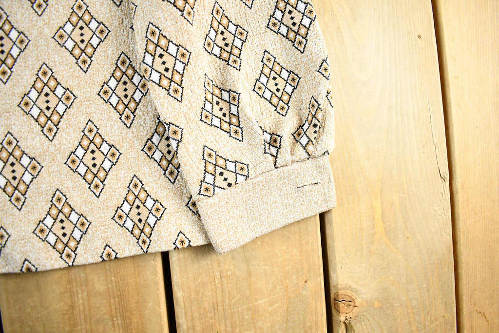 Vintage 1970's Argyle Pattern Button Up Shirt Women's Medium