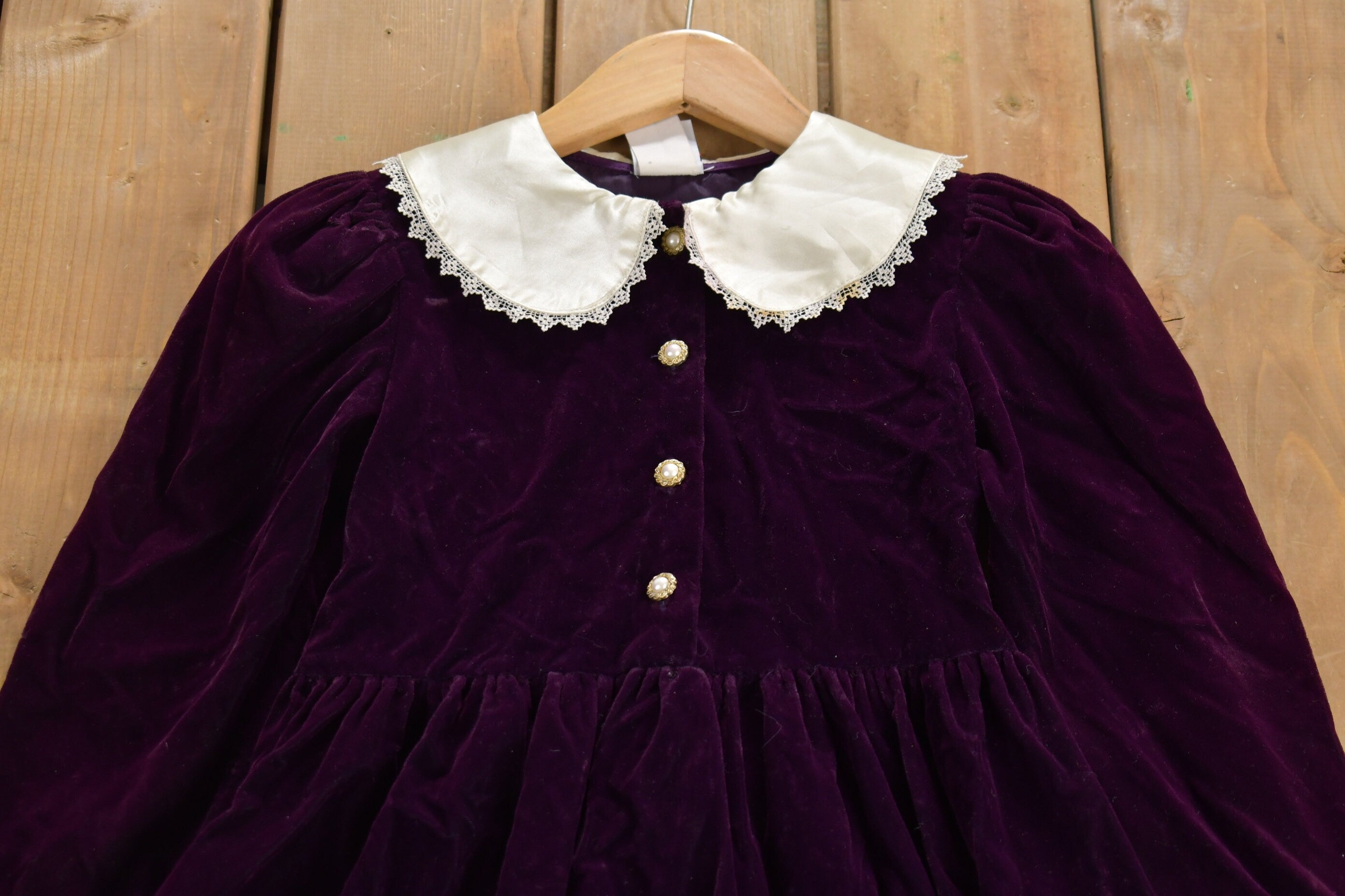 Vintage 1980s Purple Velvet Dress