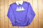 Vintage 1990s Christmas Embroidered Grandma Style Crewneck Sweater