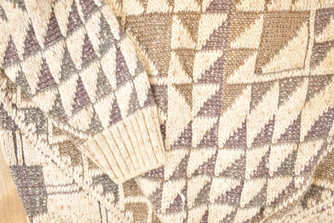 Vintage 1990s Crossings Abstract Wool Knit Crewneck Sweater Men's XL