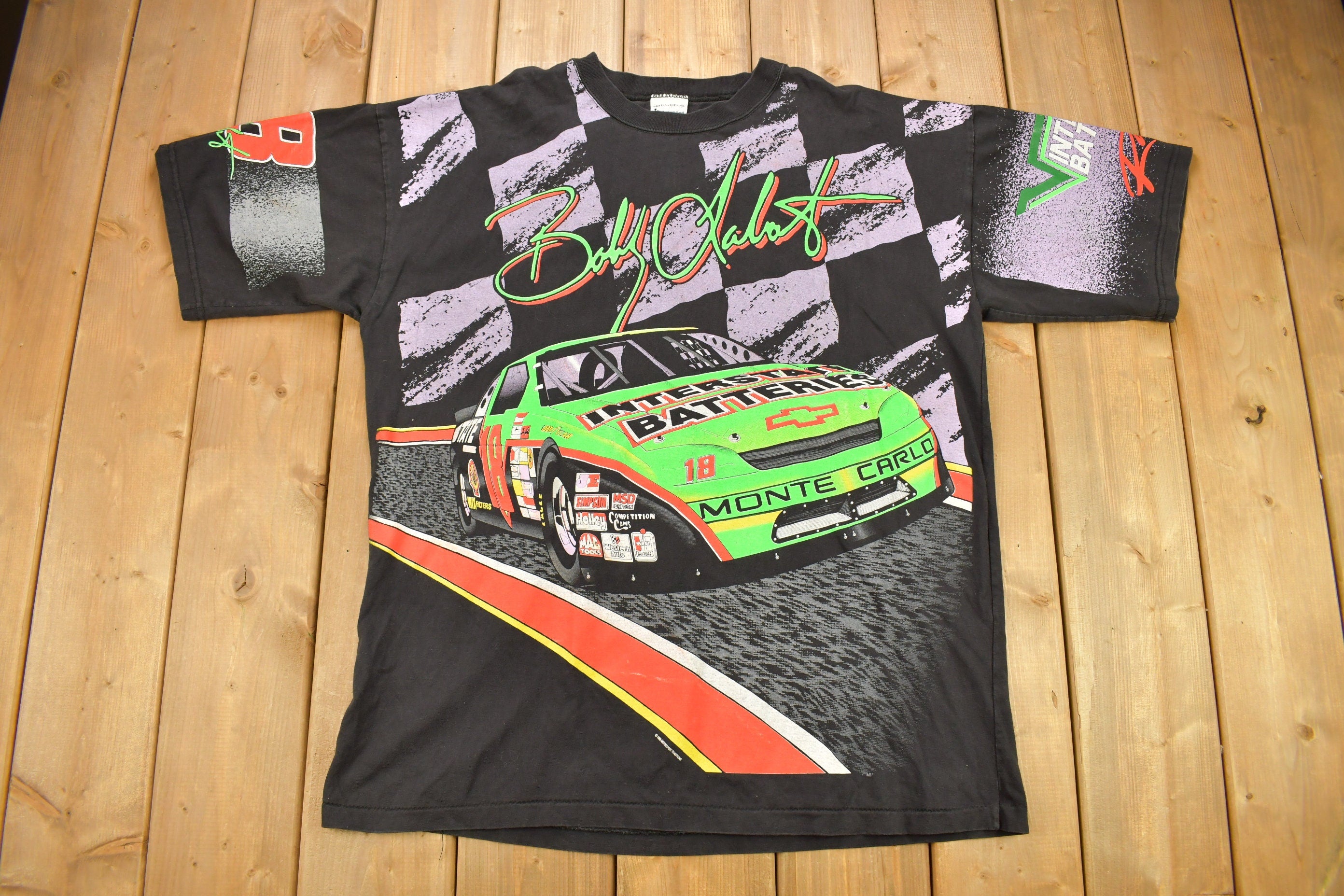 Vintage 1995 Bobby Labonte #18 NASCAR All Over Print T-Shirt