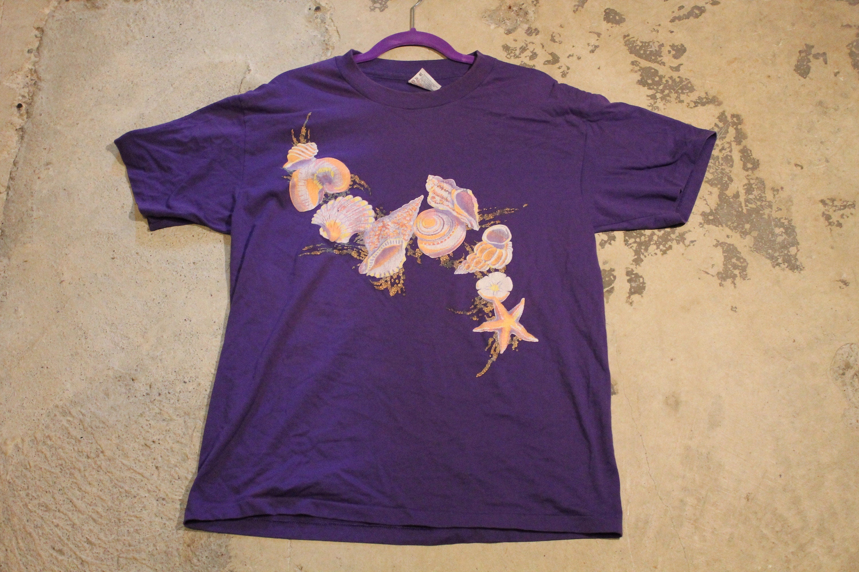 Vintage 1990s Sea Shell Theme T-Shirt