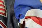 Vintage 1990s Michael Hoban American Flag Leather Patch AOP Jacket Made In USA