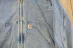 Vintage 1990s Carhartt Denim Sherpa Lined Hooded Jacket Men's XL