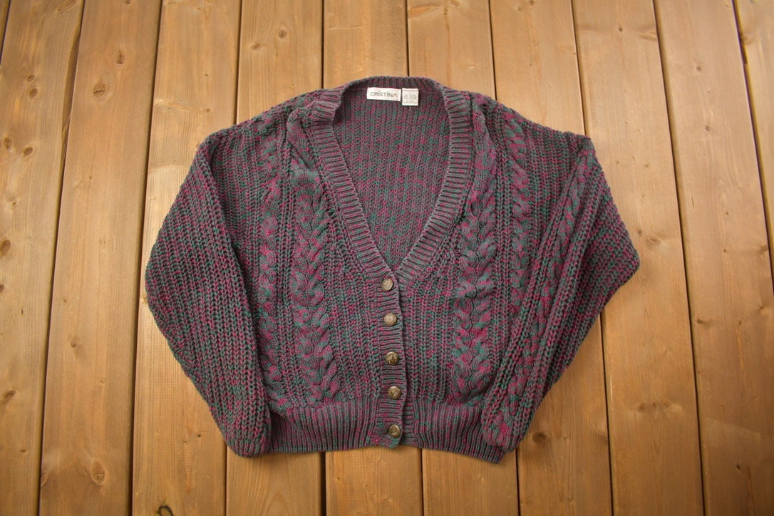 Vintage 1990s Cristina Knitted Cardigan Sweater