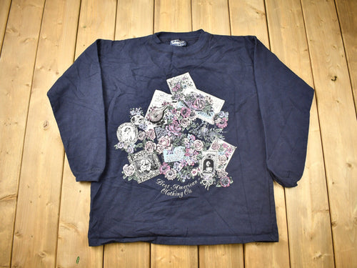 Vintage 1990s Best American Clothing Co Cute Floral Crewneck / 90s Crewneck / Grandma Sweater / American Streetwear / Made In USA
