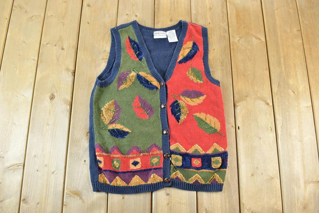 Vintage 1990s Fall Leaves Knit Vest