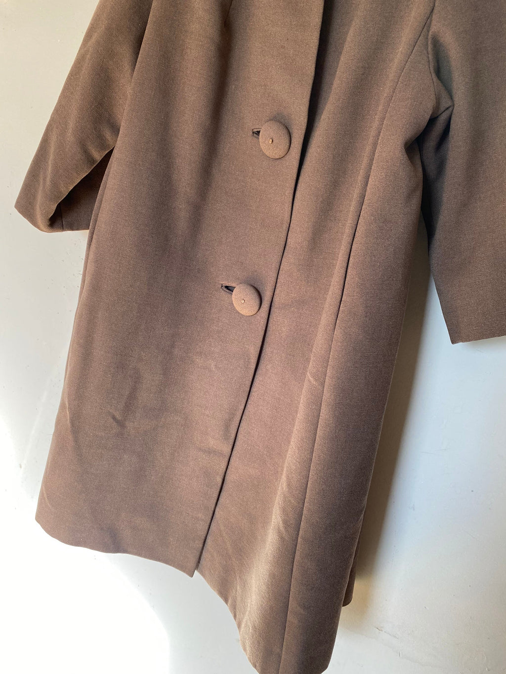 Vintage 1950s Peau De Faille Fur Collared Long Pea Coat Jacket